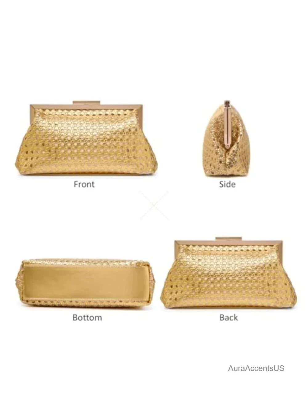 Woven Evening Clutch Crossbody Bag with Detachable Chain